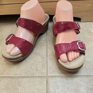 Dansko Red Croc Sophie Buckle Strap Slide Clog Sandals Size 10, 41